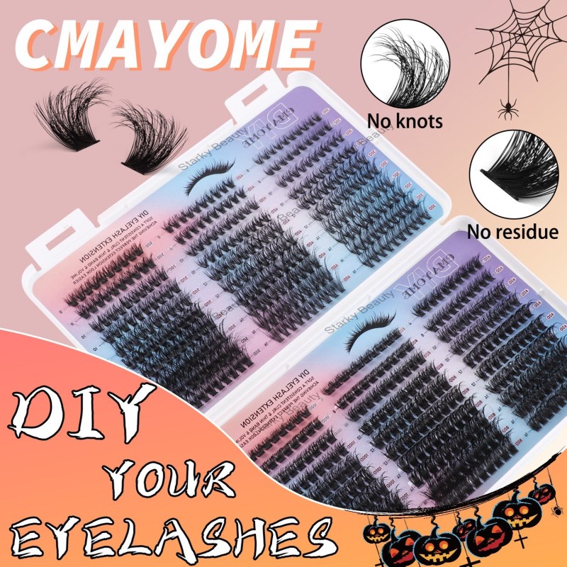 600 clusters of false eyelashes 8-16mm, single cluster 60D+80D+100D, with eyelash adhesive set