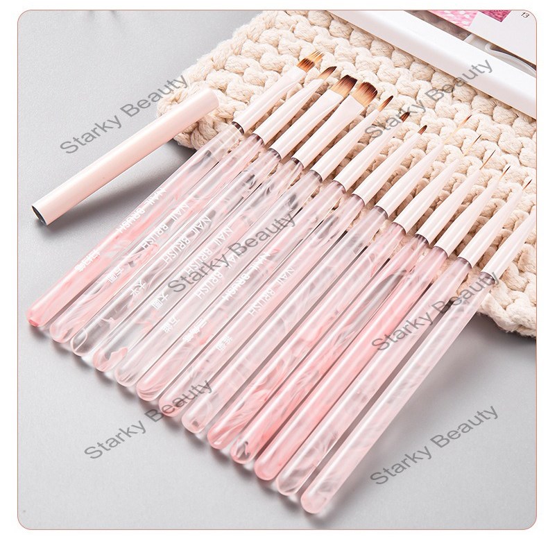 Nail Brush Set Acrylic Powder Mist Rod Pulling Gel Pen 13 Piece Set Nail Tools