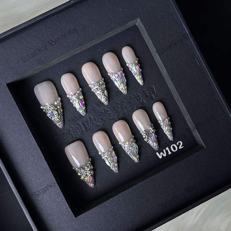 10pcs Hand Painted Gel Press Nails Beautiful Luxury Handmade Acrylic Nails Press on High Quality