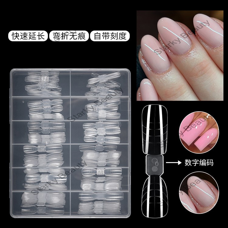Paperless Tray with No Trace Ellipse and Scale Line Nail Art Rapid Extension Model, 120 Piece Box Se