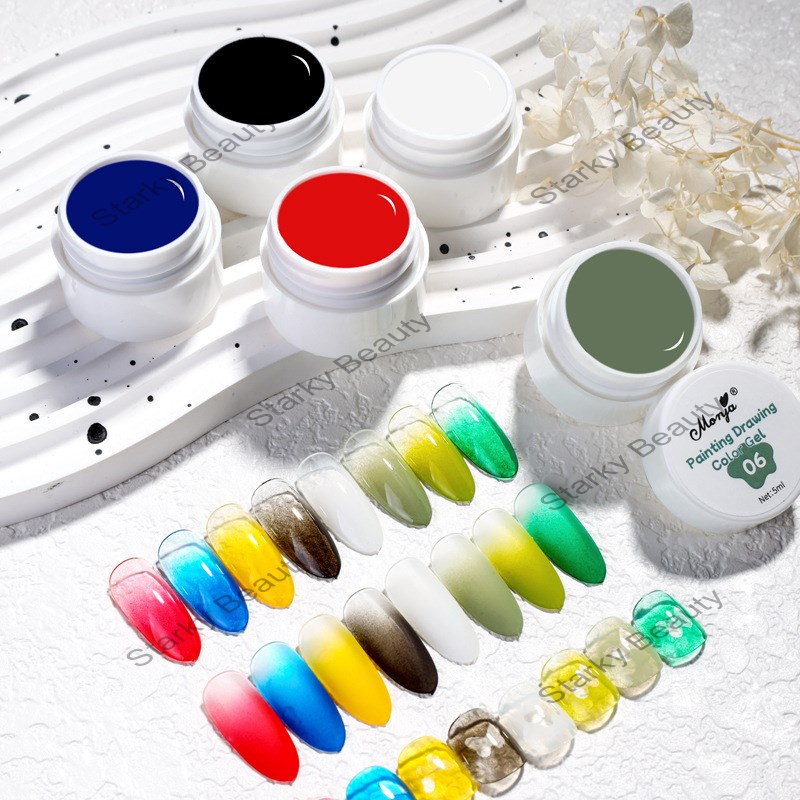 Quick dry, non wipe Color painting glue nail polish glue halo dye  pull line gel