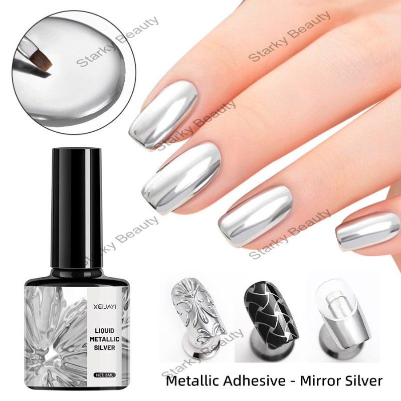 Nail Mirror Metal Glue Silver Super Bright French Painting Cable Hook Edge Colored Painting Gel