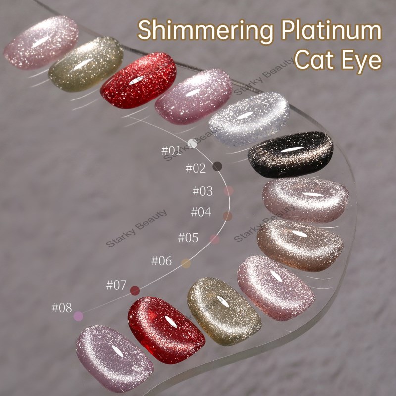 Platinum Cat Eye Nail Gel 2025 Starry High Density Crystal Cat Eye Gel Nail Art