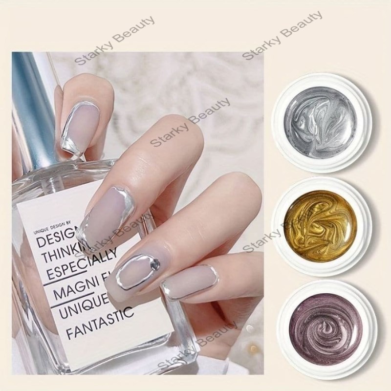 Gold Silver wire glue hook edge painting flower painting platinum mirror metal glue