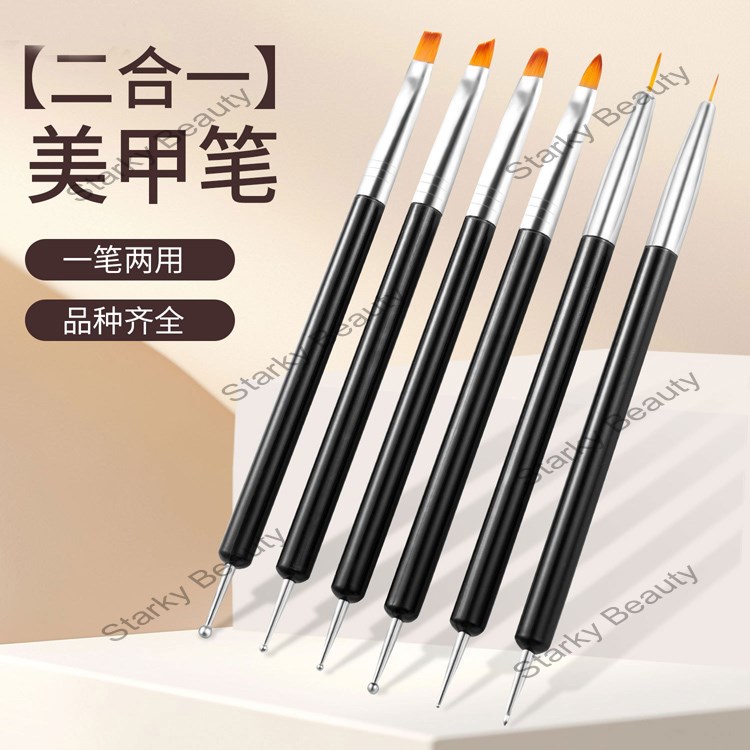 Dual Head Dual Use Nail Phototherapy Line Drawing Pen Multi functional Color Drawing Nail brush set