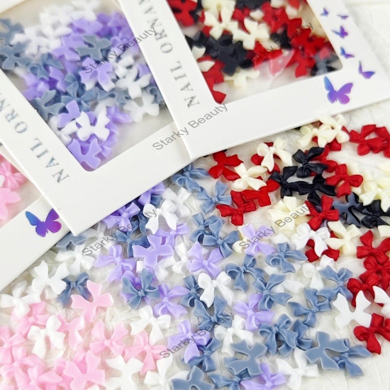 2025 resin bow nail accessories, 3D nail stickers, press on nail accessories