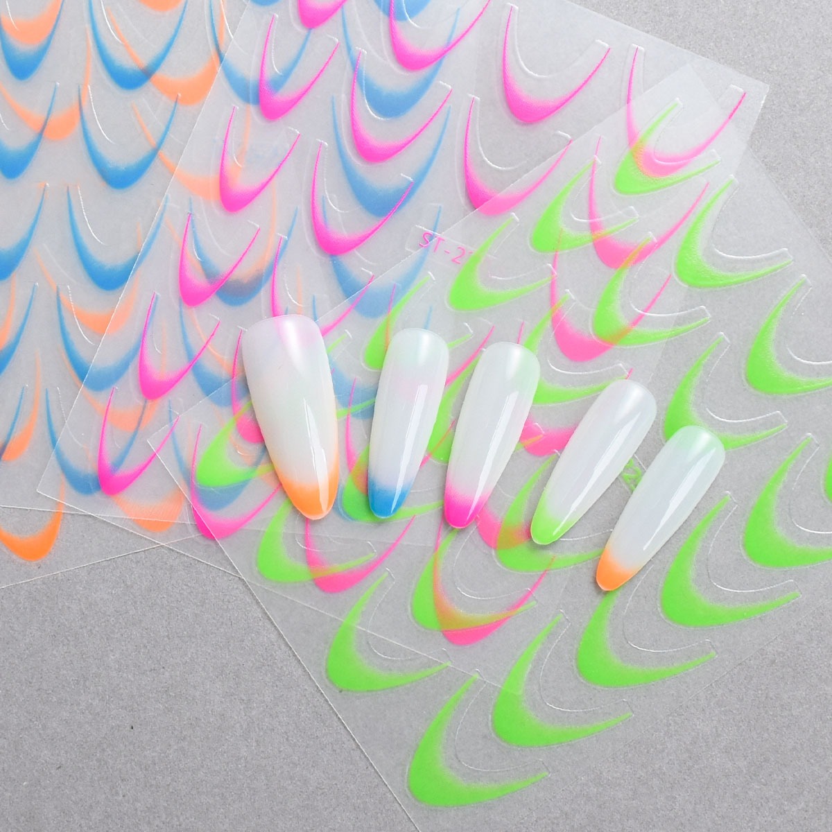 french tip bend line nail sticker gradient color nail sticker nail art designs stickers