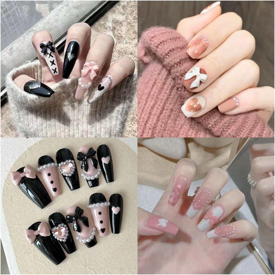 2025 resin bow nail accessories, 3d nail stickers, press on nail accessories