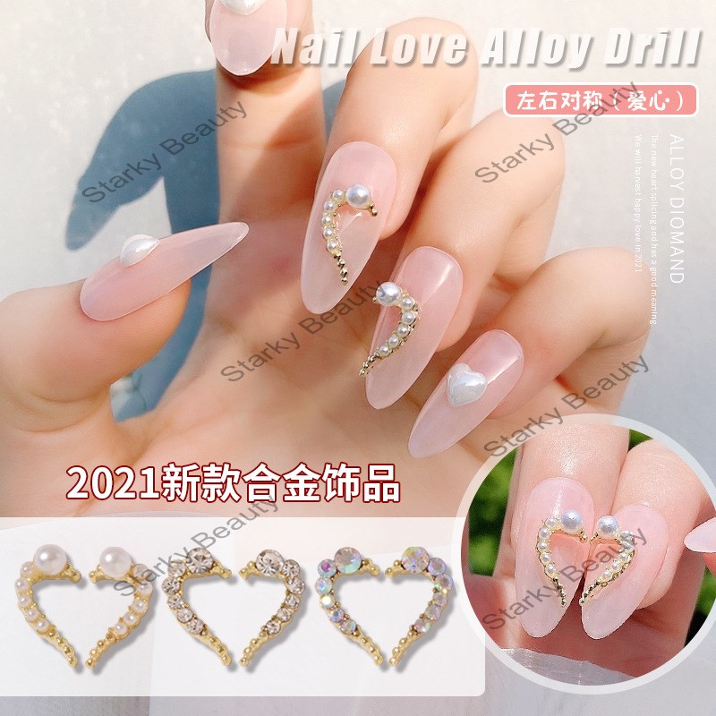 Love Alloy Jewelry Metal Pearl Color Diamond Nail Decoration