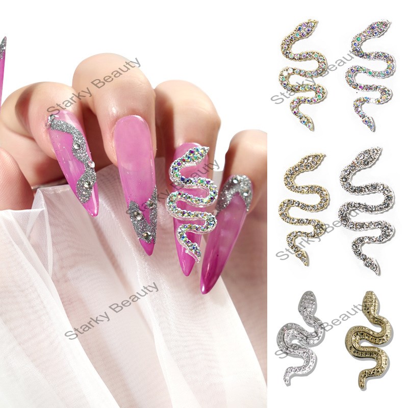 Nail Art Alloy Diamond Snake Three-dimensional Manicure Accessories