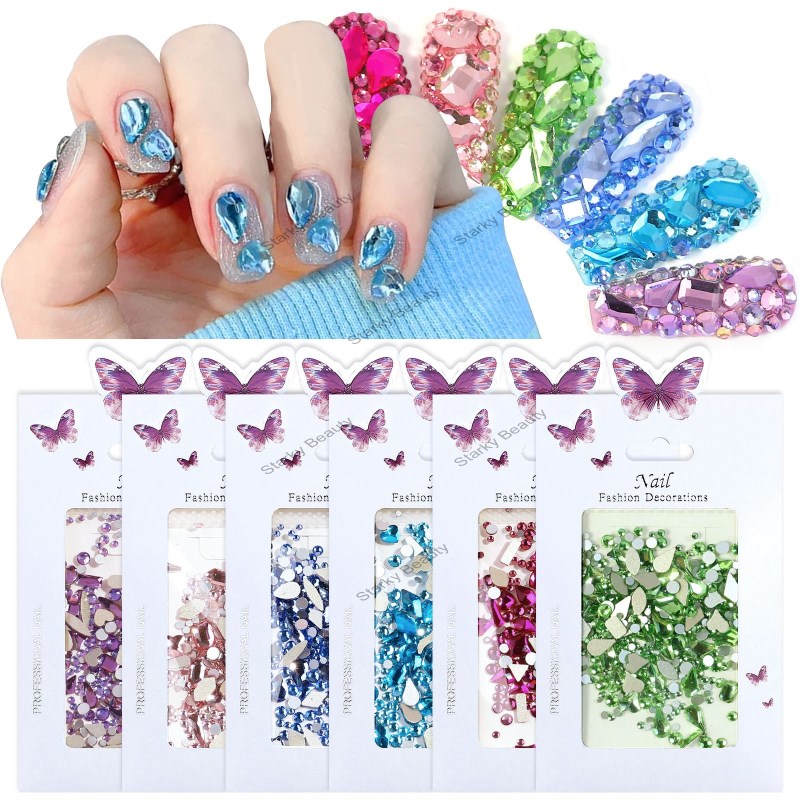 Nail Art AB Drill Rhinestone Glass Mixed Flat Bottom Shaped Drill