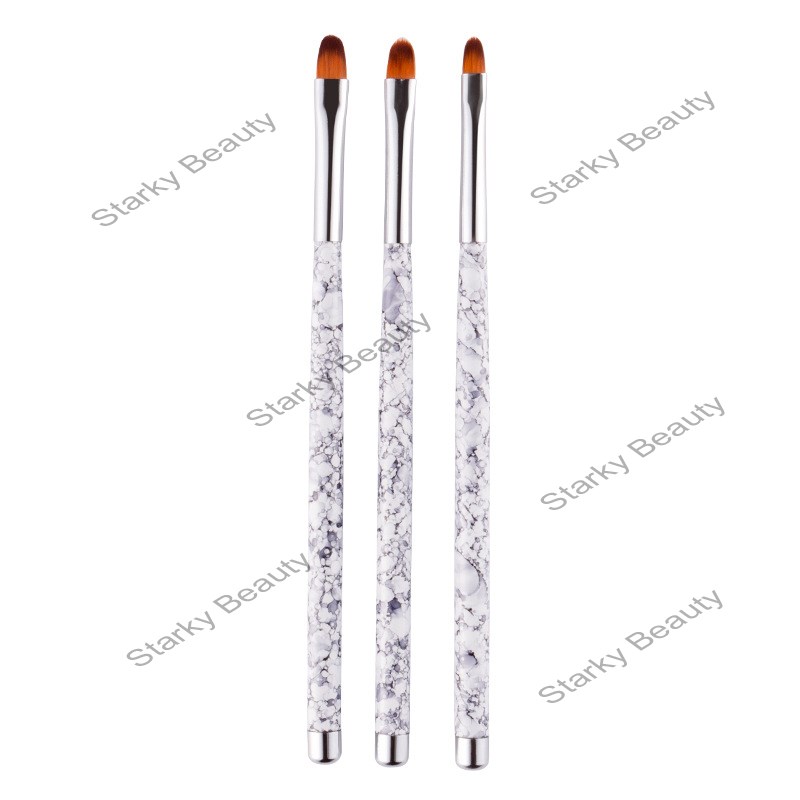 3PCS marble pattern nail brush round head Nail nail gel carved pen