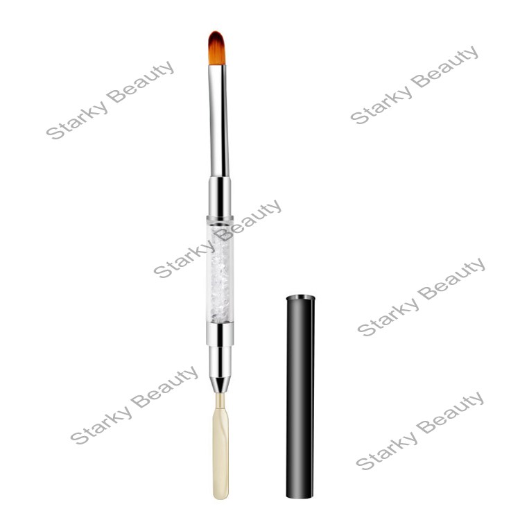 Nail Extend Poly Gel Used Metallaic Double-head Nail Art Pen Brush With Rhinestone