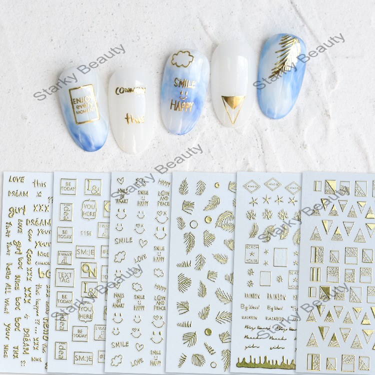 2022 Classic Style Letter Nail Sticker Bronzing Smiley Leaf Font Nail Sticker