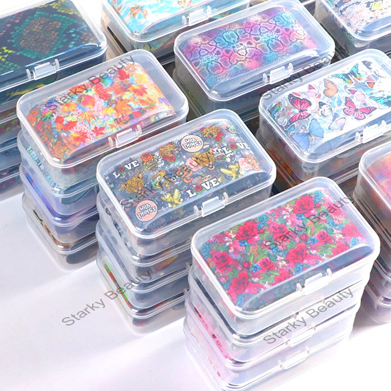 10pcs nail art transfer paper leaf flower starry sky paper decoration box 4*50cm