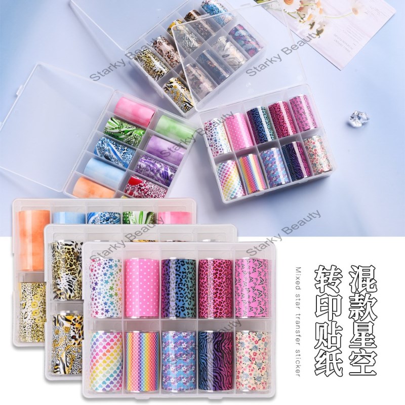 Nail Art Star Sticker Leopard Print Transfer Paper Girlish Rainbow Art