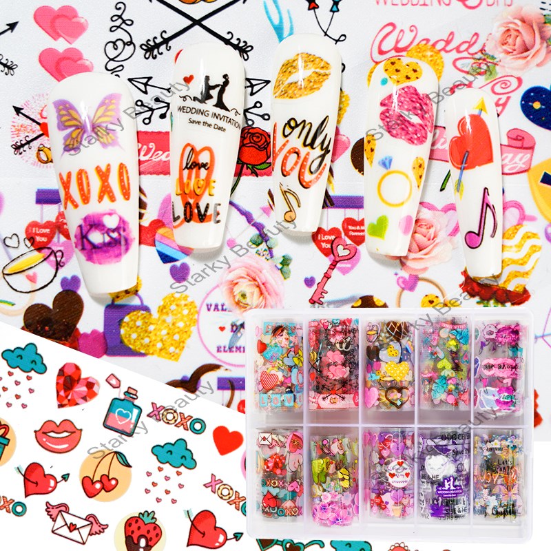 10designs Leopard grain nail transfer foil fruit designs transfer paper set