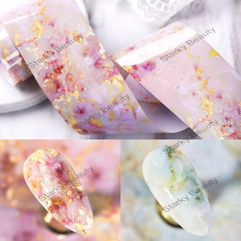 2019 Smudged marbled nail transfer paper