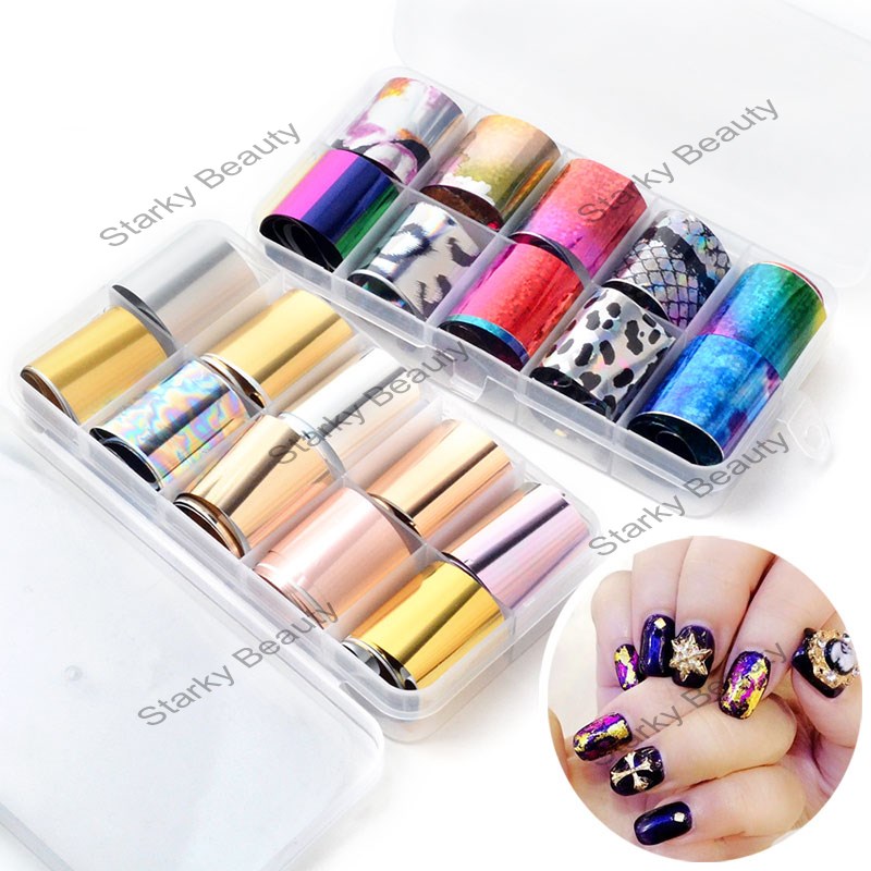 Nail Star Sticker Boxed Transfer Paper Colorful Laser Star Paper 10 Mixed