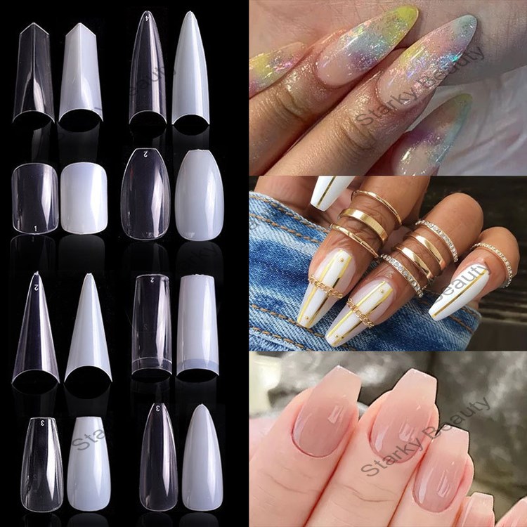 500PCS nail manicure French pointed nail full half paste ballet nail fake nails tips