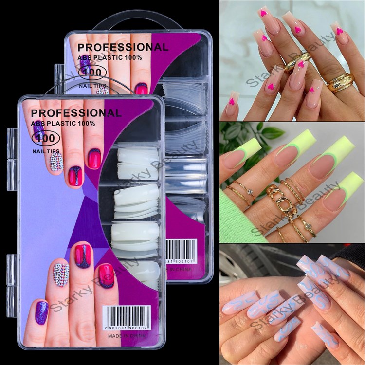 100tips/box Manicure French nails, false nails, full and half nails