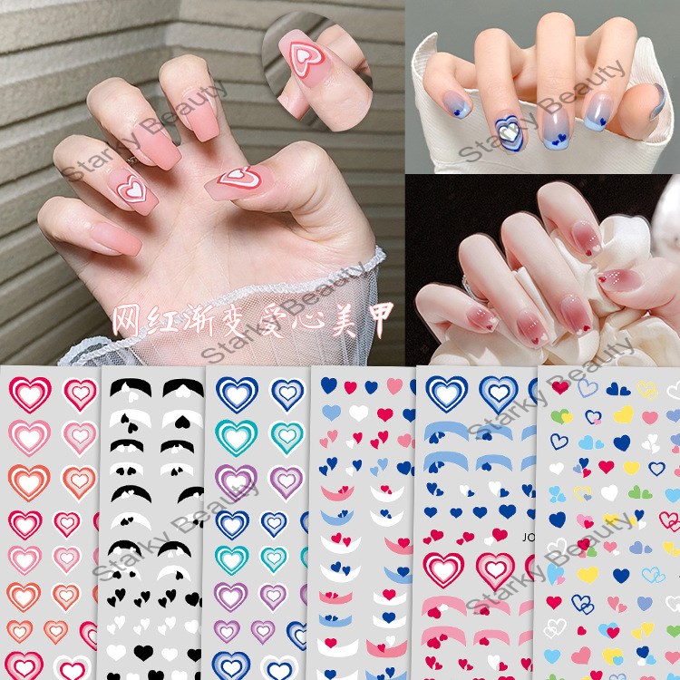 Gradient Love Nail Sticker Vertigo French Love Nail Sticker