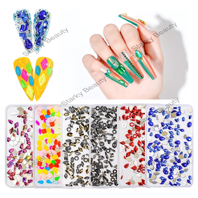 150PCS Nail Art Diamonds DIY Jewelry Accessories AB Symphony Special Shaped Flat Nail Diamonds