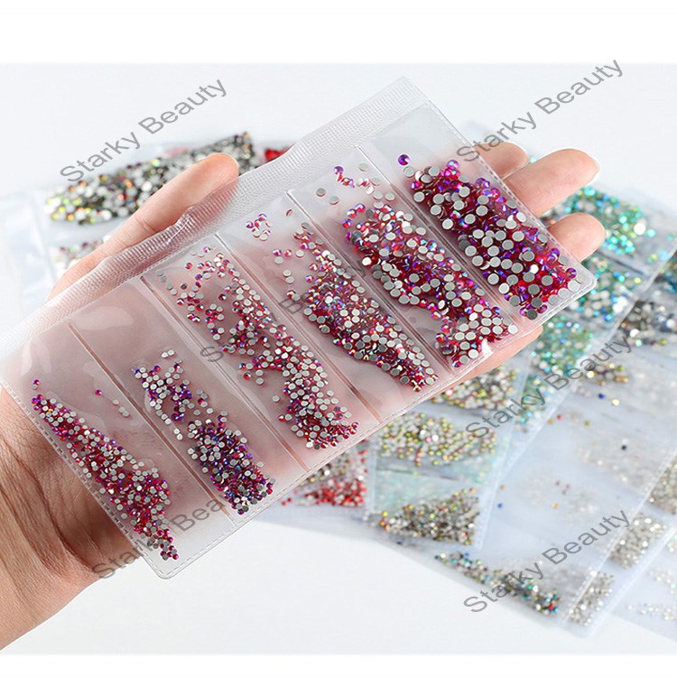 High quality 6bags packaging glass Nail art rhinestone stone