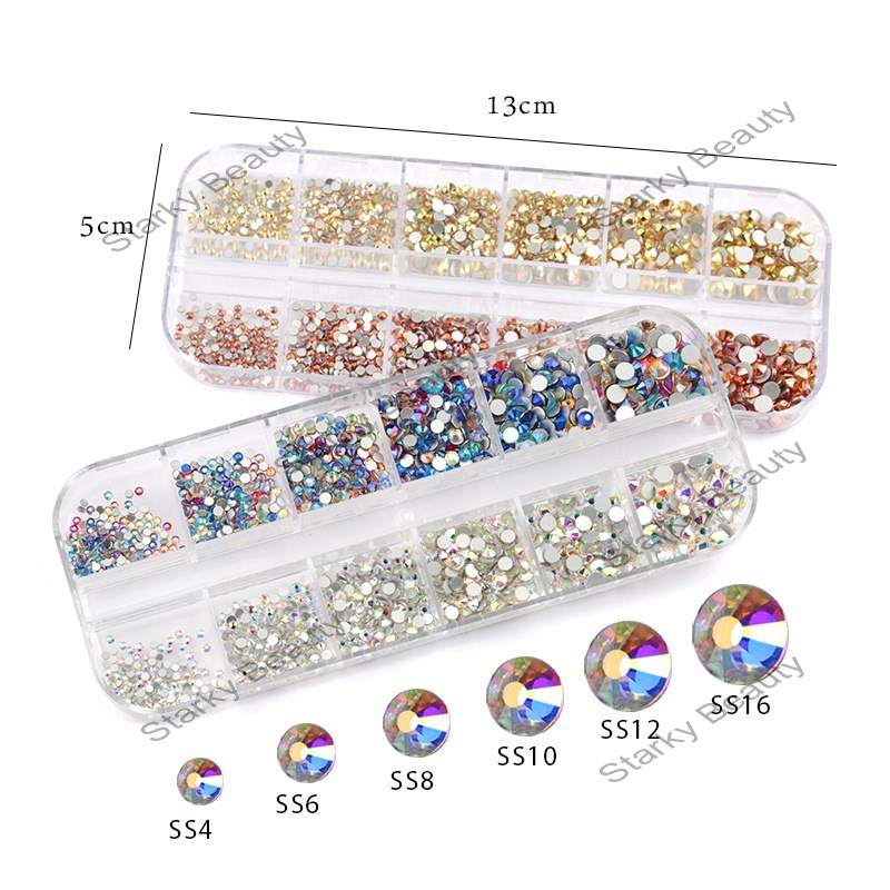 Multi Size Glass Rhinestone Mixed Colors AB Crystal Rhinestone 3D Charm Gems