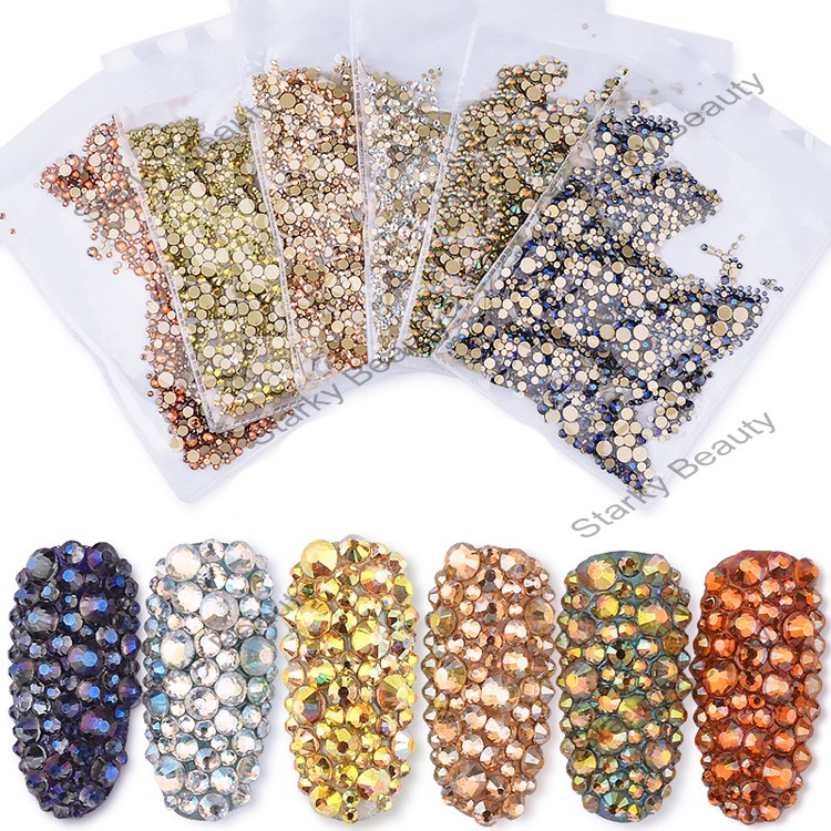 1440PCS Nail Art Decoration AB Nail Tips Rhinestone