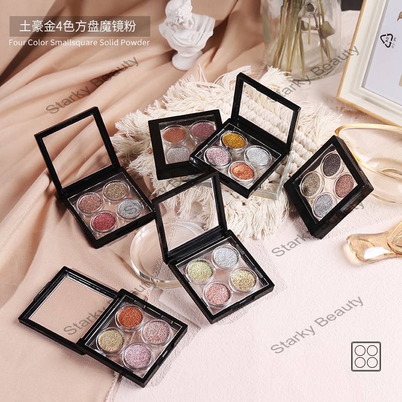 4color solid nail mirror powder,Gold and silver titanium powder set