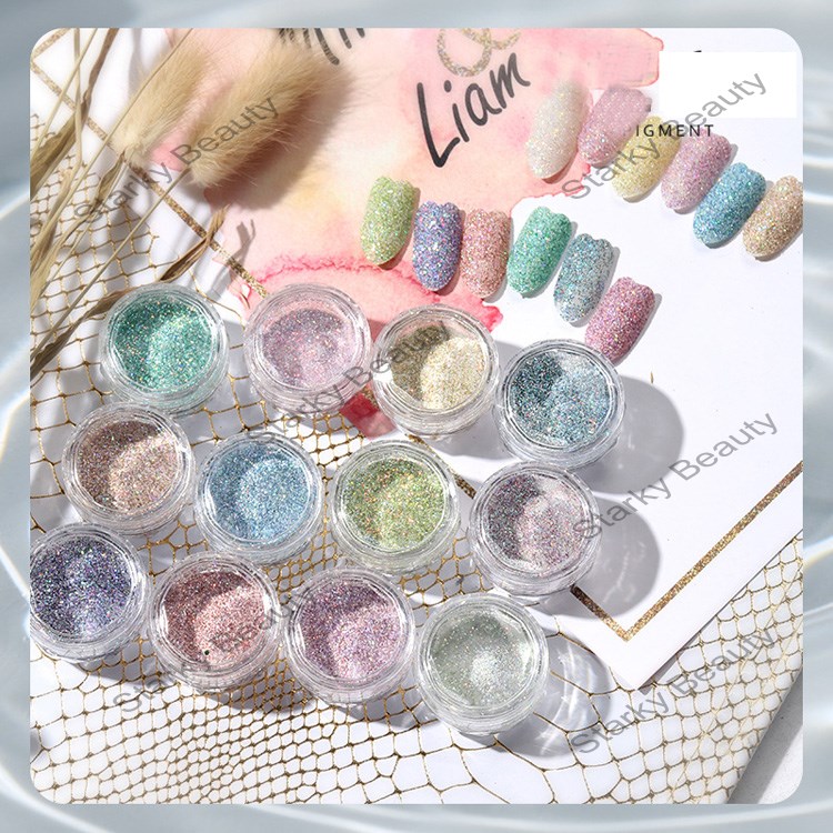 12 colorful granulated sugar powder nail glitter powder icing powder