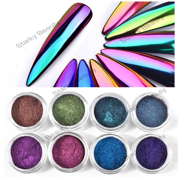 8Color Shinning Manicure Optical Chameleon Mirror Powder 0.3g