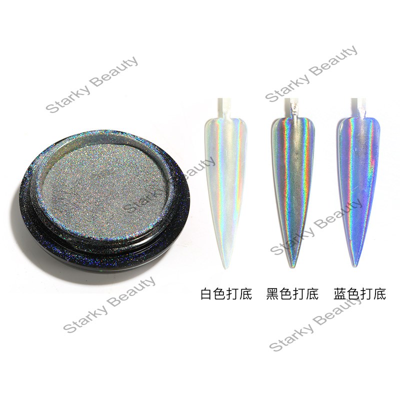 Rainbow best holographic pigment Holographic silver mirror effect pigment powder for nail art