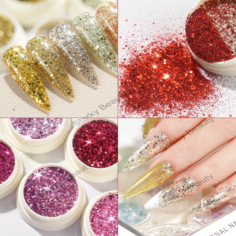 6 Colors Nail Art Jewelry Crystal Glitter Aurora Mixed Fairy Nail Decoration Sequins