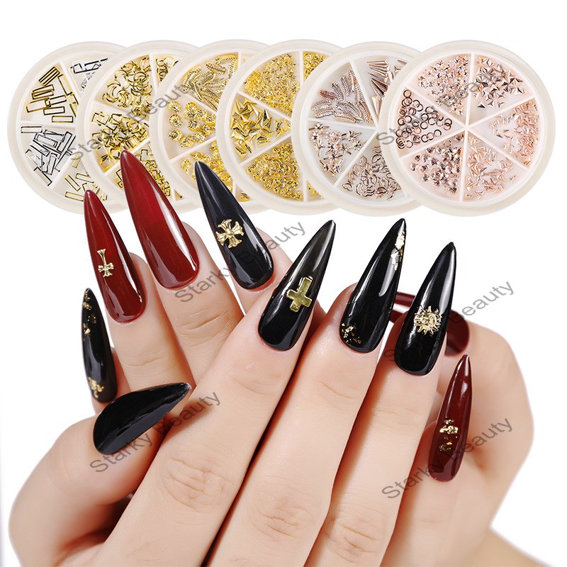 Nail Art Alloy Round Metal Rivet Jewelry Disc Box Willow Nail Diamond Heart Jewelry