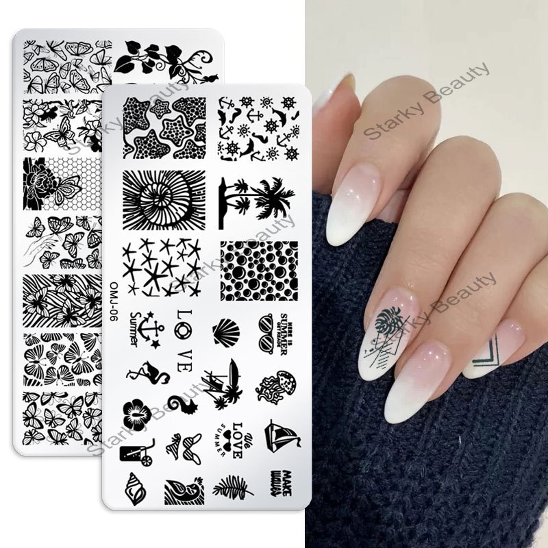 Nail art printing template Christmas tree butterfly printing plate square template