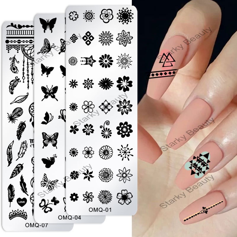 nail art printing template marbled Christmas snowflake nail art printing steel plate