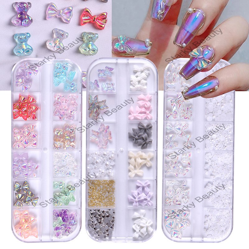 Aurora Butterfly Nail Diamond Jewelry 12 Grid Cartoon Nail Jewelry Set