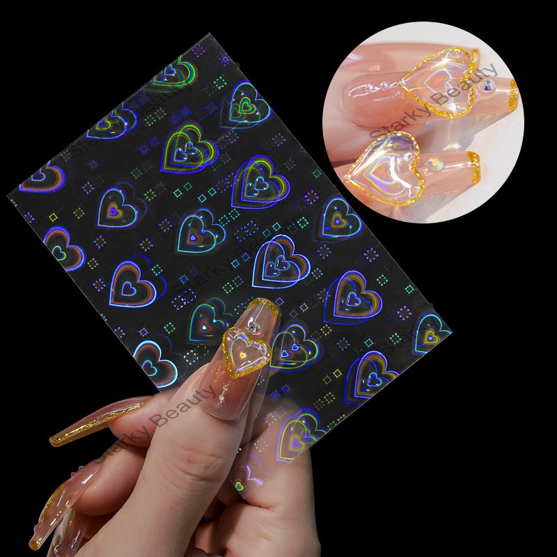 Nail Art Stickers Aurora Laser Love Stickers