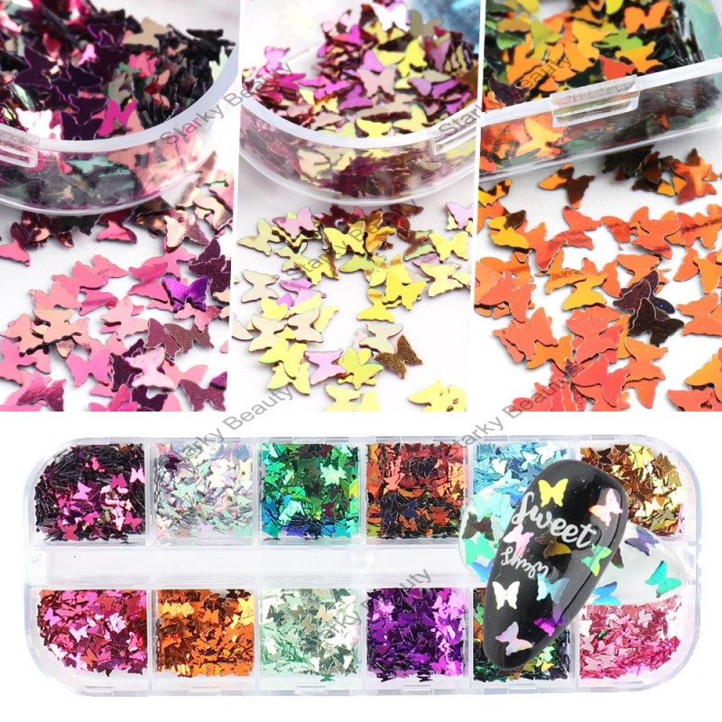 Nail art sequins color change maple leaf butterfly laser thin sequins