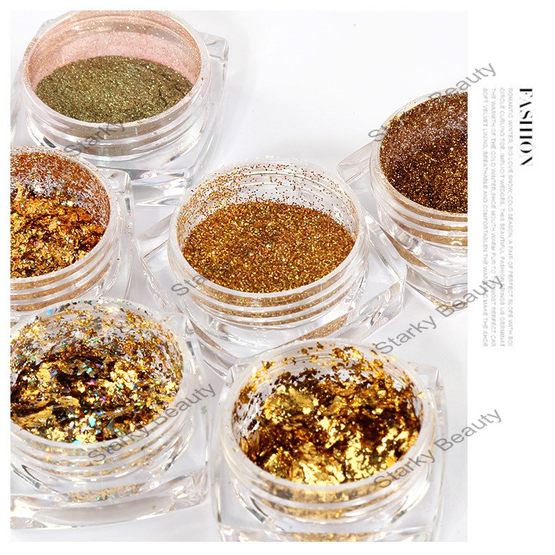 Nail sequins 6-color suit glitter powder mixed laser bright powder gradient fine powder