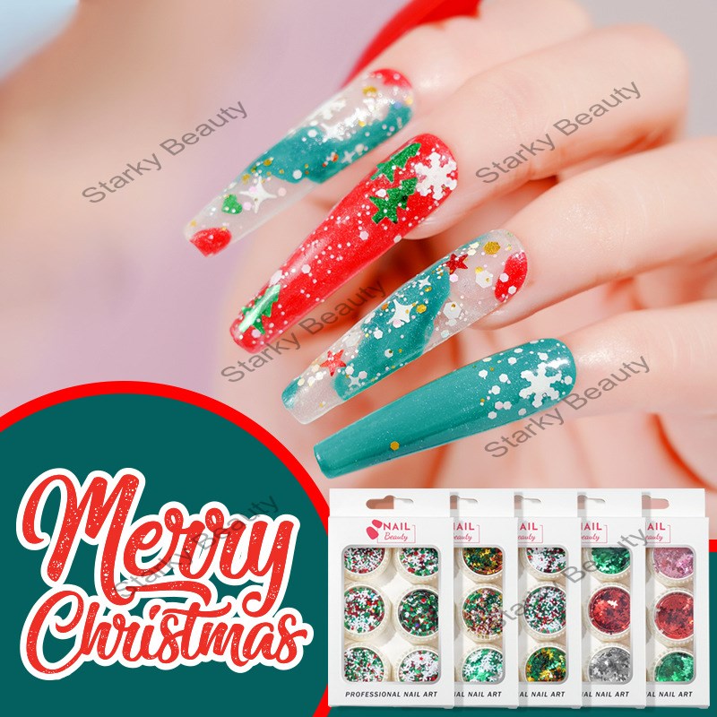 6 color Christmas tree sequins snowflake sequins nail art jewelry