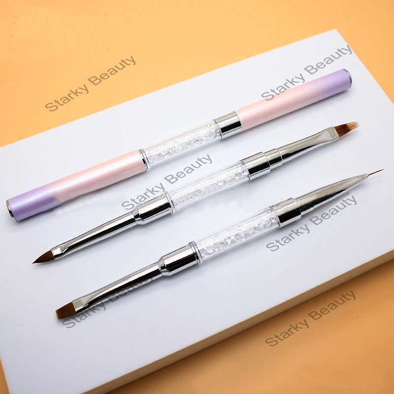 2022 Gradient Metal Rod Nail Art Double-ended Pen Painted Pull Line Gel Brush