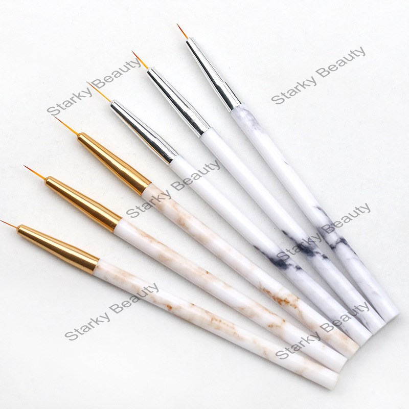 Marble handle nail liner brush set