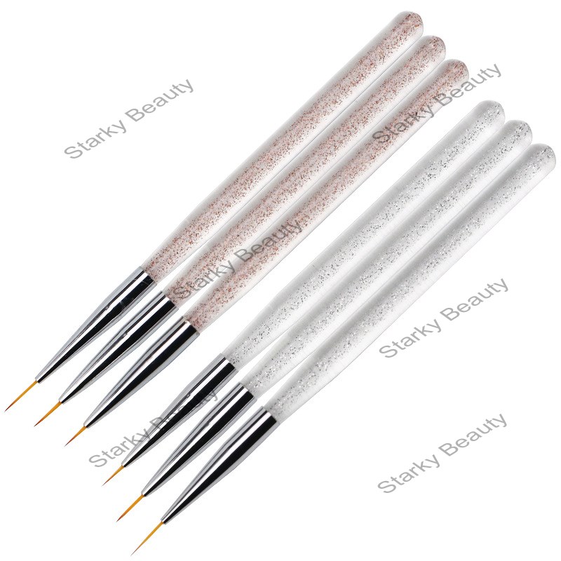 glitter nail art liner brush 3pcs set