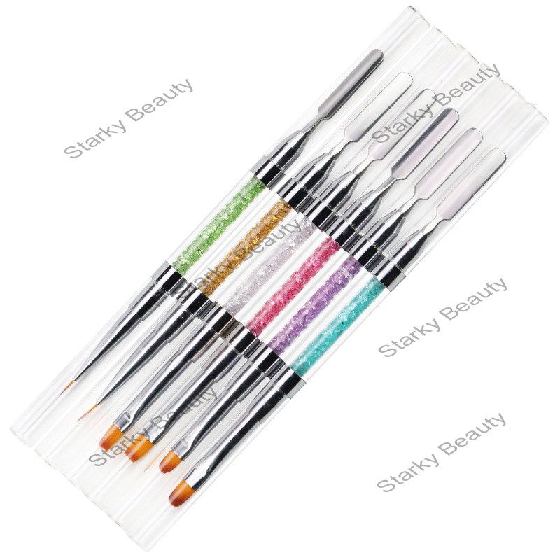 double heads nail extention gel pen with steel push