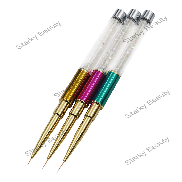 3PCS Rainbow  Nail Art liner Paint Brush Pen set For Art