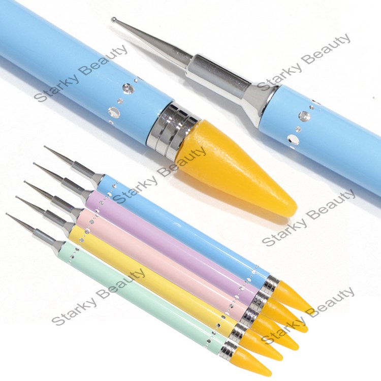 Dual-ended Nail Dotting Pen And Rhinestone Picker Wax Pencil