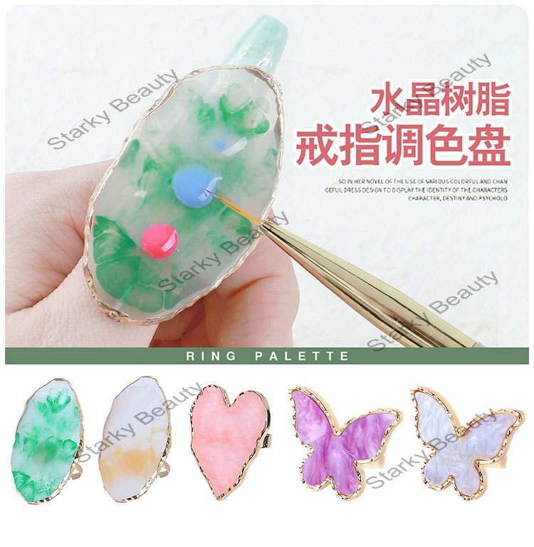 Natural Resin Stone Nail Art Plate Gel Polish Holder Drawing Color Palette Nail Art Display